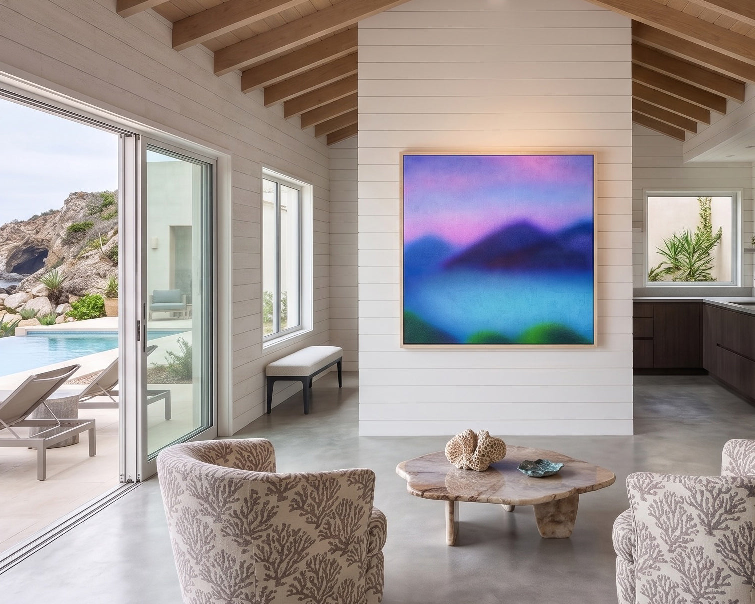 Mockup of Just Before the Stars by Laura Shape in an upscale home